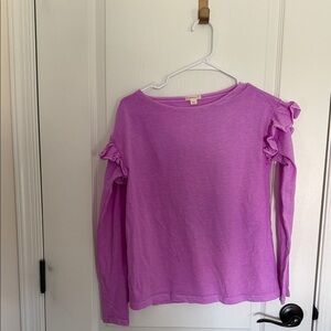 Crewcuts Lilac Crewneck Top with Shoulder Ruffle